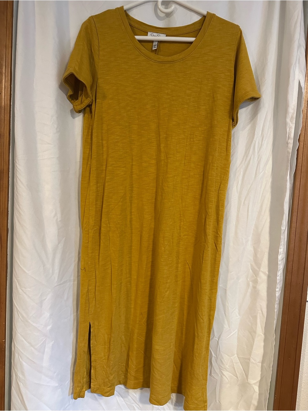 Jessica Simpson Mustard Short-Sleeve Midi Dress